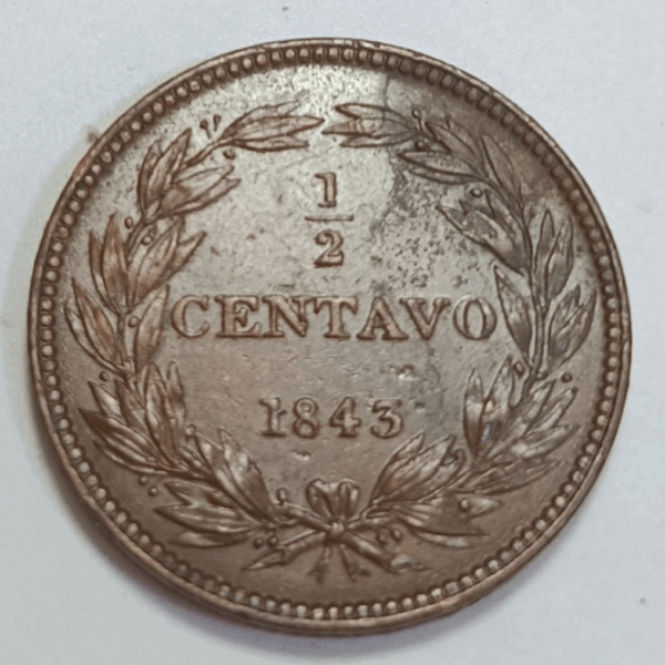 1843 Moneda Venezuela 1/2 Centavo AU - Imagen 2