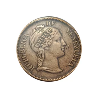 Moneda 1863 Venezuela 1 Centavo Bronce VF+