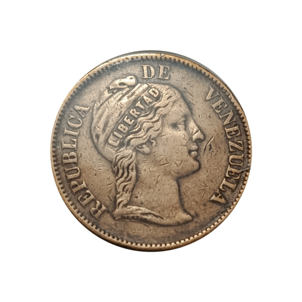 1863 Moneda Venezuela 1 Centavo Bronce VF+