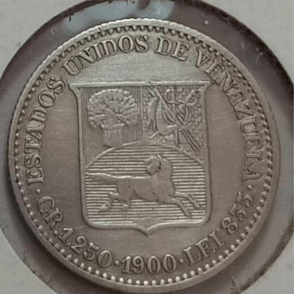 1900 Moneda Venezuela 25 Centavos Plata AU - Imagen 3