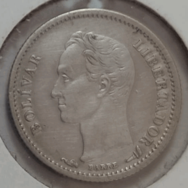 1900 Moneda Venezuela 25 Centavos Plata AU - Imagen 2