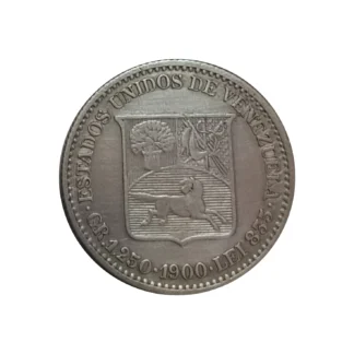 Moneda 1900 Venezuela 25 Centavos Plata AU