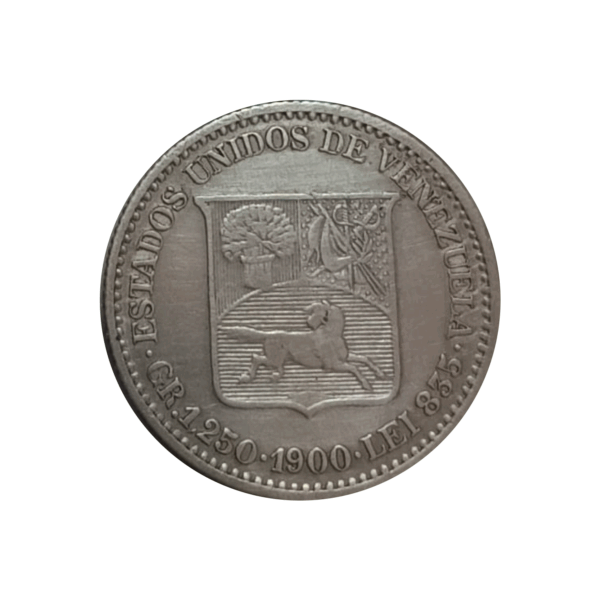 1900 Moneda Venezuela 25 Centavos Plata AU