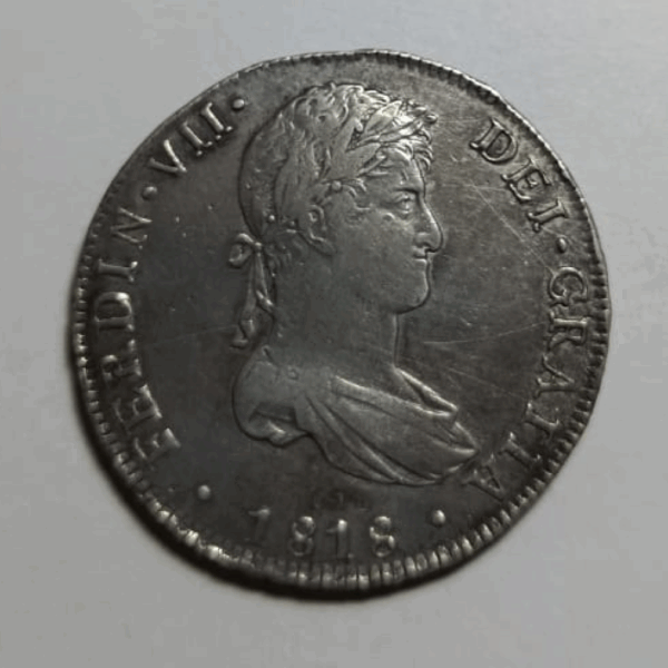 Moneda Peru 8 Reales 1818 Plata XF - Imagen 2