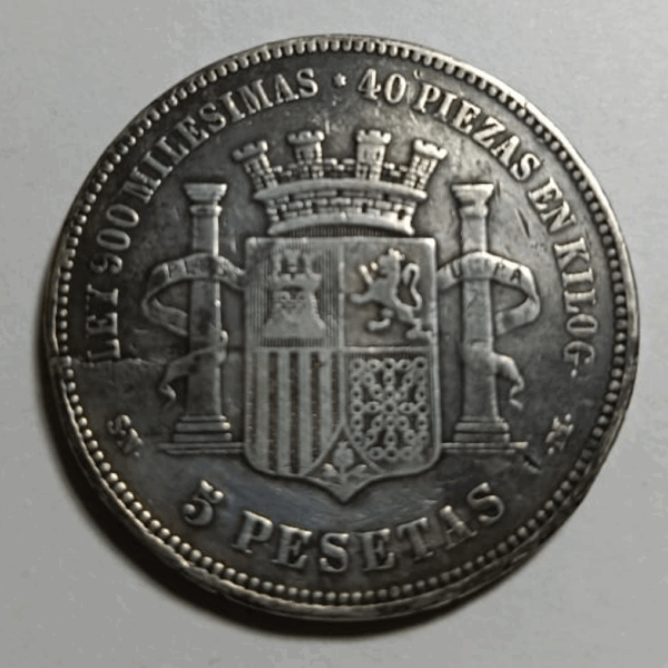 1870 Moneda España 5 Pesetas Plata - Imagen 2