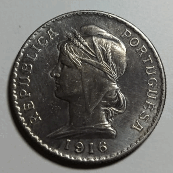 1916 Moneda Portugal 1 Escudo Plata XF - Imagen 3