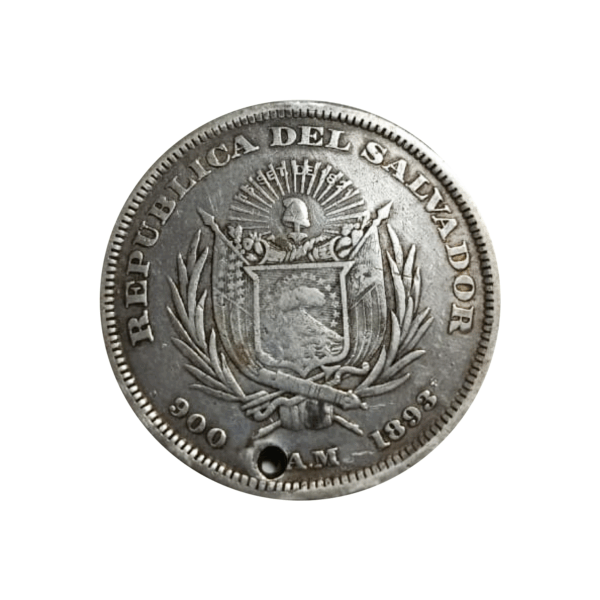 1893 Moneda El Salvador 1 Peso Plata XF