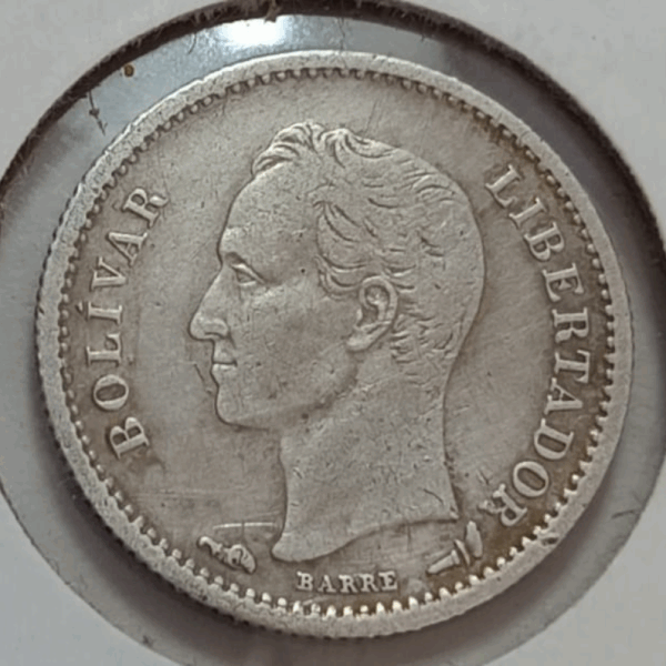 1901 Moneda Venezuela 25 Centavos Plata XF - Imagen 3