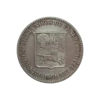 Moneda 1901 Venezuela 25 Centavos Plata XF