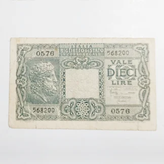 Billete 1953 Italia 10 Liras Serial 0576