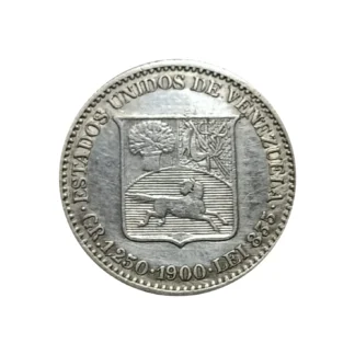 Moneda 1900 Venezuela 25 Centavos AU