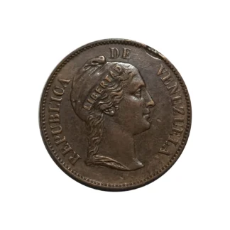 Moneda 1862 Venezuela 1 Centavo Monaguero AU