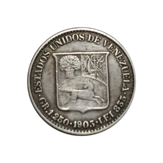 Moneda 1903 Venezuela 25 Centavos AU