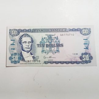 Billete 1953 Jamaica 10 Dólares