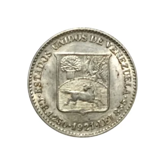 Moneda 1921 Venezuela 25 Centavos AU