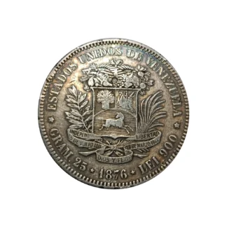 Moneda 1876 Venezuela 1 Fuerte AU
