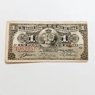 Billete 1896 Cuba 1 Peso Serial G