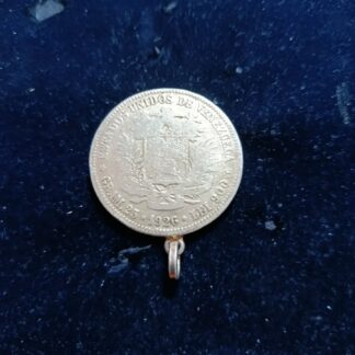 Dije Moneda 1926 Venezuela 5 Bolívares Plata