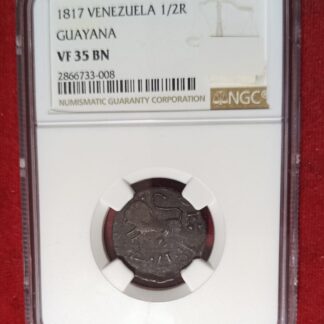 Moneda 1817 Venezuela ½ Real Guayana NGC VF 35 BN