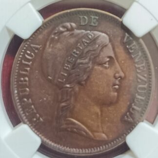 Moneda 1852 Venezuela 1 Centavo NGC AU 53 BN — anverso
