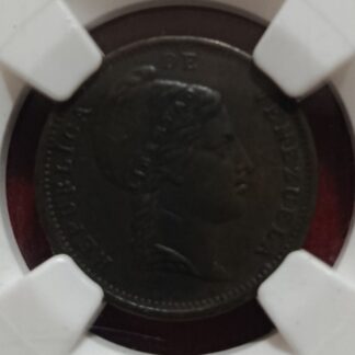 Moneda 1852 Venezuela 1/4 Centavo Heaton NGC XF 40 BN — anverso