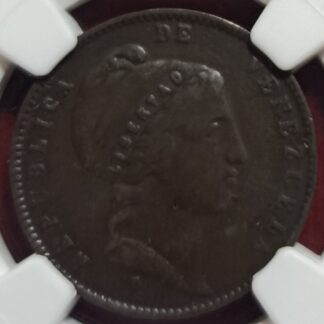 Moneda 1852 Venezuela 1/2 Centavo Heaton NGC VF 30 BN — anverso