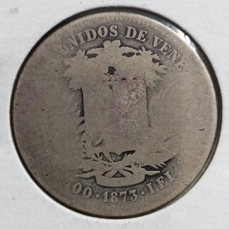 Moneda 1873 Venezuela 50 Centavos (5 Reales) Plata — reverso