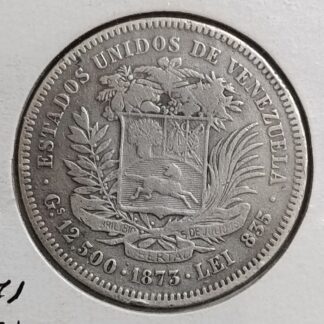 Moneda 1873 Venezuela 50 Centavos (5 Reales) Plata — reverso