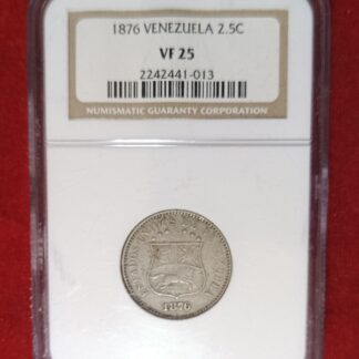 Moneda 1876 Venezuela 2½ Centavos NGC VF 25