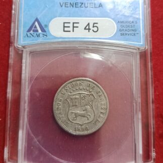 Moneda 1896 Venezuela 12½ Céntimos ANACS EF 45