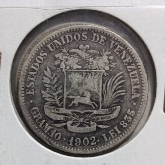 Moneda 1902 Venezuela 2 Bolívares Plata — reverso