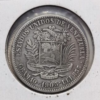 Moneda 1903 Venezuela 2 Bolívares Plata — reverso