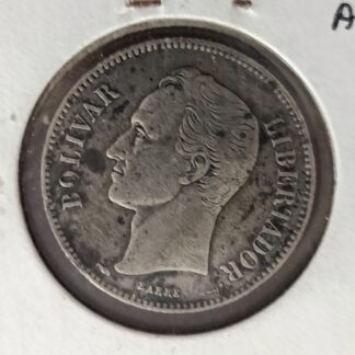 Moneda 1912 Venezuela 2 Bolívares Plata AU — anverso