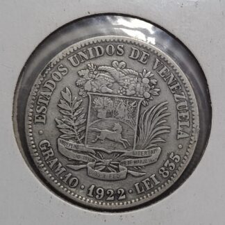 Moneda 1922 Venezuela 2 Bolívares Plata — reverso
