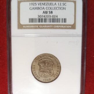 Moneda 1925 Venezuela 12½ Céntimos Colección Gamboa NGC AU 58