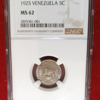Moneda 1925 Venezuela 5 Céntimos NGC MS 62