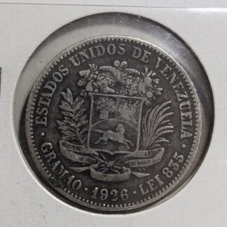 Moneda 1926 Venezuela 2 Bolívares Plata — reverso