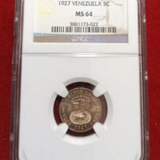 Moneda 1927 Venezuela 5 Céntimos NGC MS 64