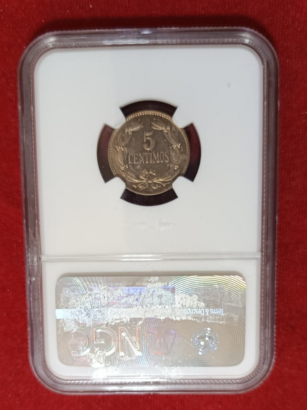 Moneda 1927 Venezuela 5 Céntimos NGC MS 64