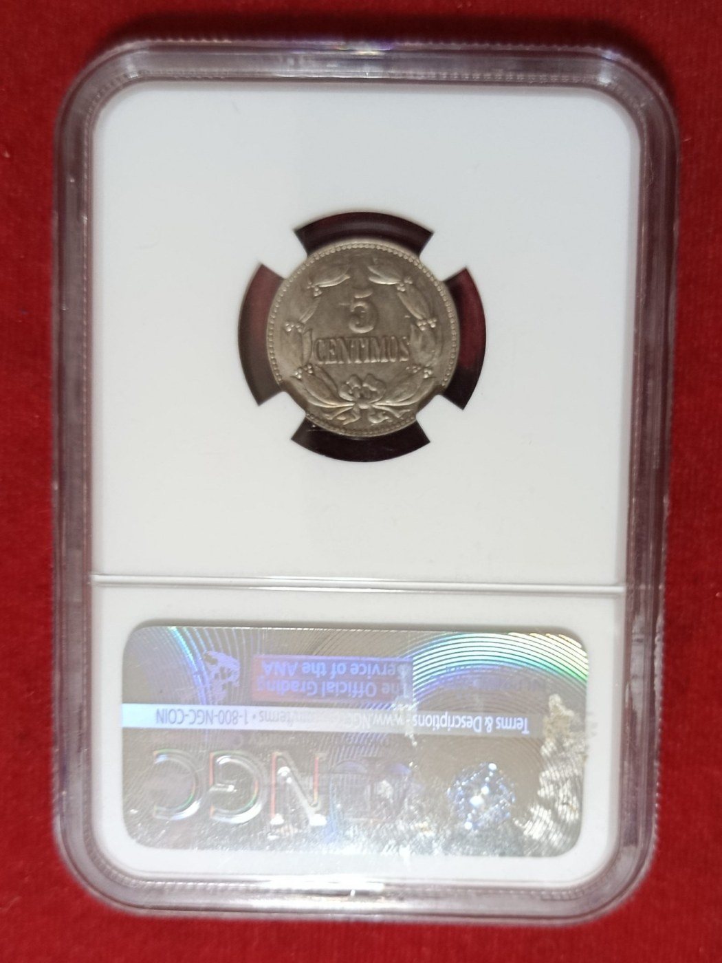 Moneda 1929 Venezuela 5 Céntimos NGC MS 64
