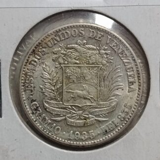 Moneda 1935 Venezuela 2 Bolívares Plata — reverso