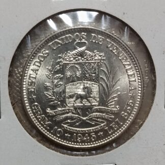 Moneda 1945 Venezuela 2 Bolívares Plata — reverso