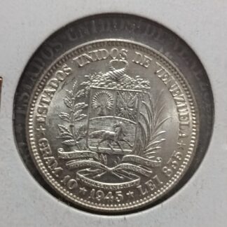 Moneda 1945 Venezuela 2 Bolívares Plata — reverso