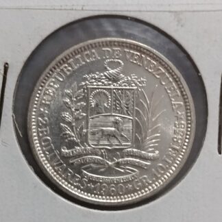 Moneda 1960 Venezuela 2 Bolívares Plata — reverso