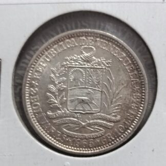 Moneda 1965 Venezuela 2 Bolívares Plata — reverso