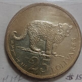 Moneda 1975 Venezuela 25 Bolívares Jaguar Plata — reverso